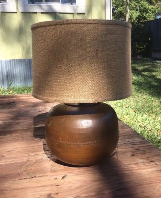 Large Vintage Hand Hammered Copper Table Lamp Van Erp Style Arts & Crafts 2
