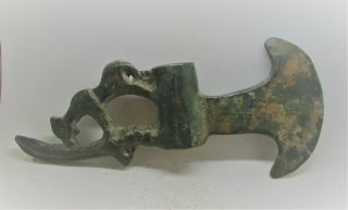 SCARCE CIRCA 1000BCE ANCIENT LURISTAN BRONZE AXE HEAD BEAST RIDING SPIKE WAR AXE 2