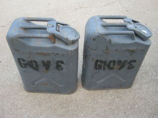 2 Pc Vintage 5 Gallons Gas Can Water Can Military U S Grey Empty Cans
