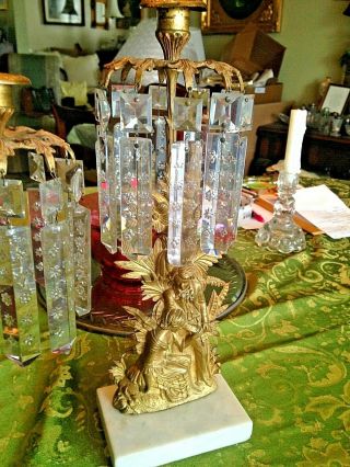 Set Paul &Virgina.  One 3 Light,  Two 1 light bronze Girandoles.  - all prisms 4