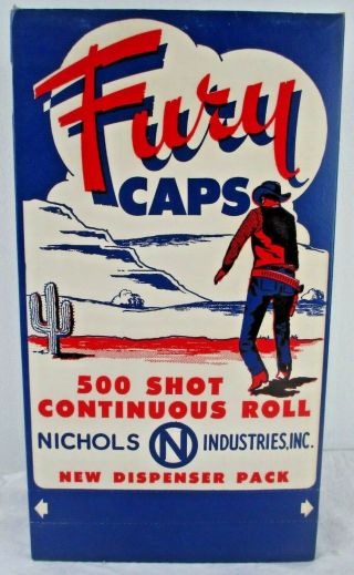 Vintage Nichols Fury Display Box 48 Count Cap Boxes Old Store Stock