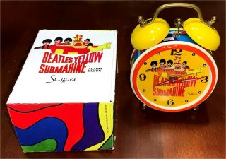 Very Rare 1968 Beatles Yellow Submarine Alarm Clock By Sheffield - 3 Day