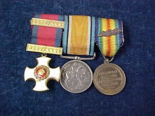 Rare Orig Ww1 " Dso " Miniature Medal Group With Mid Device 18 Ct Gold Mounts