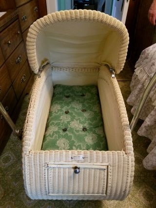 Antique wicker baby carriage 2