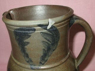Antique 19th C Stoneware Flower Decorated Small Somerfield Pennsylvania Pitcher 3