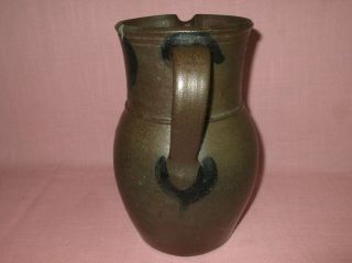 Antique 19th C Stoneware Flower Decorated Small Somerfield Pennsylvania Pitcher 4