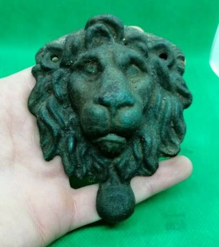 Massive Roman Medieval Bronze Lion Head Door Knocker - Rare