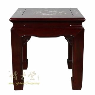 Vintage Chinese Rosewood With Mop Inlayed End Table