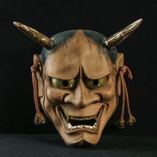 Japanese Vintage Noh Mask Hannya Demon Signed