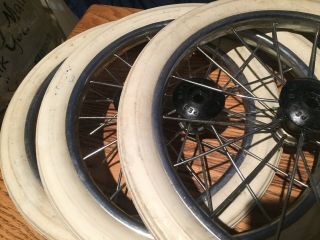 4 Vintage Metal Spoke Buggy Perego Stroller Carriage Hard Rubber Wheels 11.  5”dia 5