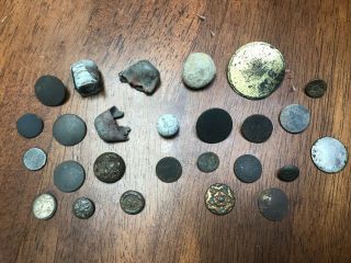 Dug Gallager Bullets Musket Balls Large Group Of Coat & Cuff Buttons Missouri