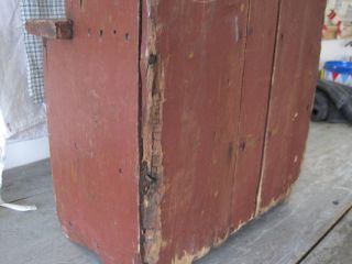 19th Century Primitive Old Red Paint Child ' s Wood Stepback Cupboard American 10