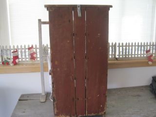 19th Century Primitive Old Red Paint Child ' s Wood Stepback Cupboard American 11