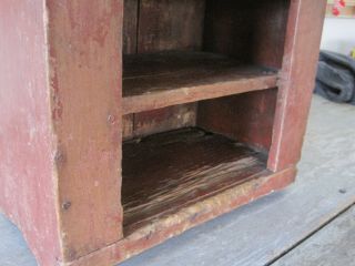 19th Century Primitive Old Red Paint Child ' s Wood Stepback Cupboard American 8