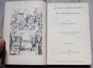 1874 ALICE ' S ADVENTURES IN WONDERLAND BY LEWIS CARROLL,  VERY EARLY EDITION 6