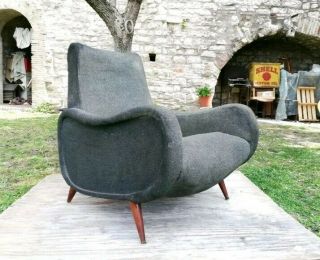 Rare Splendid Mid Century Lounge Chair By Gio Ponti Isa Bergamo Italy 1950s