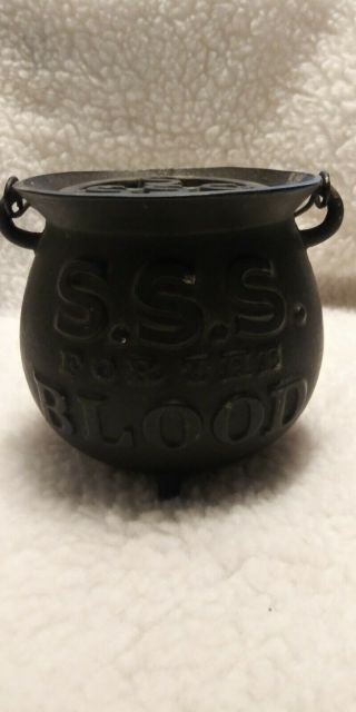 Antique Country Store String Pot S.  S.  S.  for the blood with Lid 1800 ' s VG cond. 2