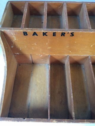 VINTAGE BAKER’S EXTRACT COMPANY WOODEN DISPLAY RACK ADVERTISING WOOD 10