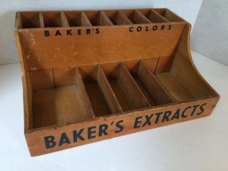 VINTAGE BAKER’S EXTRACT COMPANY WOODEN DISPLAY RACK ADVERTISING WOOD 2
