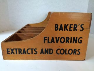 VINTAGE BAKER’S EXTRACT COMPANY WOODEN DISPLAY RACK ADVERTISING WOOD 6