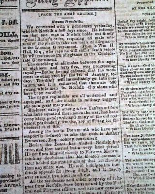 Rare ATLANTA GA Georgia CONFEDERATE Memphis TN Civil War 1864 Old Newspaper 4