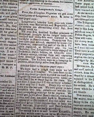 Rare ATLANTA GA Georgia CONFEDERATE Memphis TN Civil War 1864 Old Newspaper 9