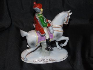 German Voight Sitzendorf Chasseur A Cheval 1806 Porcelain Soldier On Horse 3