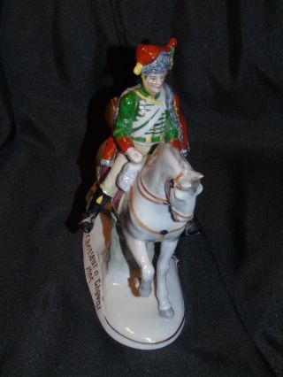 German Voight Sitzendorf Chasseur A Cheval 1806 Porcelain Soldier On Horse 4