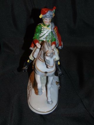 German Voight Sitzendorf Chasseur A Cheval 1806 Porcelain Soldier On Horse 8