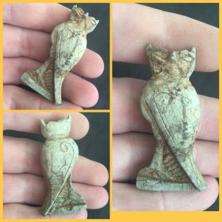 Rare Ancient Egyptian Blue Owl Amulet,  300 Bc