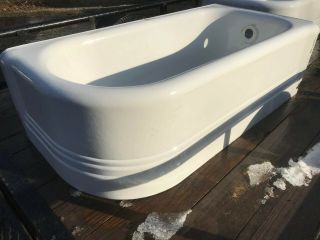 American Standard Cast Iron Porcelain Vintage Corner Bath Tub White