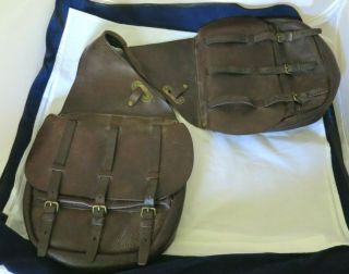 Antique Wwi 1918 Us Cavalry Leather Saddle Bags Saddlebags Western / Harley