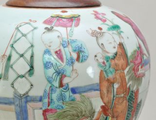 Antique Chinese Qing Guangxu Famille Rose Ginger Jar on Stand 19th Century 8