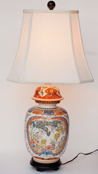 Asian Style Ceramic Table Lamp Hand Made In Italy Artistiche 29 " Tall