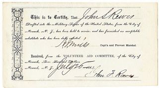 1864 Civil War $400 Certificate Furnishing A Draft Substitute “draft Dodger”