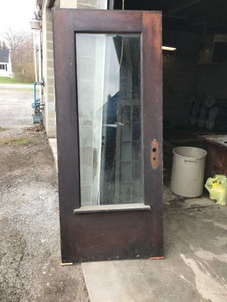 Mar 304 Antique Oak Full View Beveled Glass Entry Door 35.  75 X 83.  5