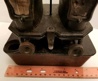 Antique Sad Iron Heater Stove Double - wick Mica Kerosene Lamp C.  1890 ' s Unique 2