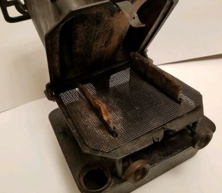 Antique Sad Iron Heater Stove Double - wick Mica Kerosene Lamp C.  1890 ' s Unique 5