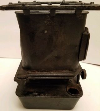 Antique Sad Iron Heater Stove Double - wick Mica Kerosene Lamp C.  1890 ' s Unique 6