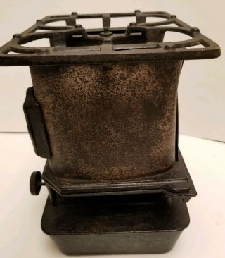 Antique Sad Iron Heater Stove Double - wick Mica Kerosene Lamp C.  1890 ' s Unique 8