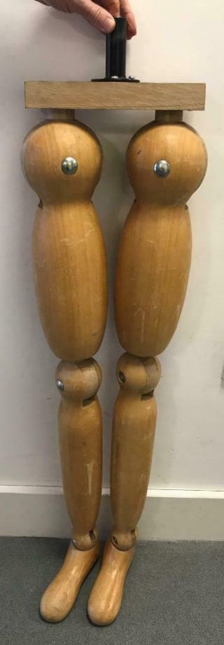 Vintage Wooden Half - Mannequin Jointed Legs