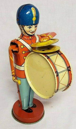 VINTAGE RARE 1940 ' S CHEIN & CO.  WIND UP MECHANICAL TIN BASE DRUMMER TOY 2