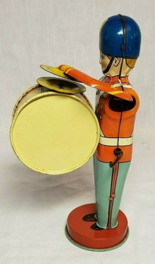 VINTAGE RARE 1940 ' S CHEIN & CO.  WIND UP MECHANICAL TIN BASE DRUMMER TOY 5