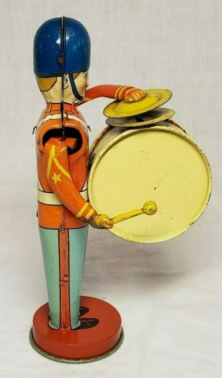 VINTAGE RARE 1940 ' S CHEIN & CO.  WIND UP MECHANICAL TIN BASE DRUMMER TOY 6