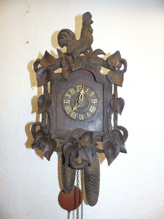 Antik Black Forest Clock Wood Platin Movement