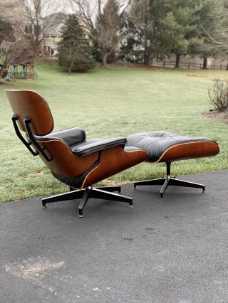 Eames Herman Miller Lounge Chair & Ottoman - Cherry & Black Leather