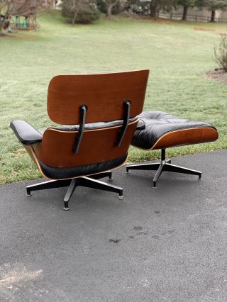 Eames Herman Miller Lounge Chair & Ottoman - Cherry & Black Leather 2