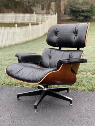 Eames Herman Miller Lounge Chair & Ottoman - Cherry & Black Leather 3