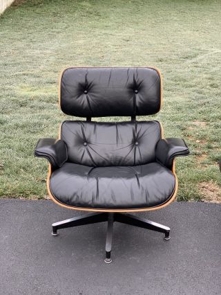Eames Herman Miller Lounge Chair & Ottoman - Cherry & Black Leather 4