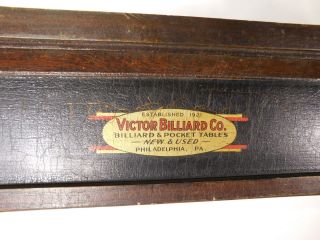 1920s Antique Victor Billiard Philadelphia Pool Cue Stick Solid Oak Hanging Rack 5